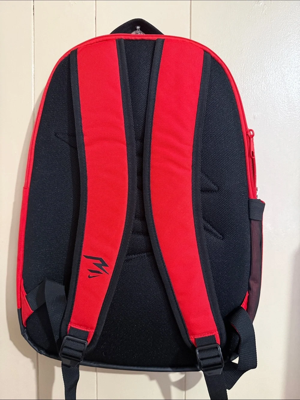 Nike Red and Black Men's Backpack with Swoosh Accent
